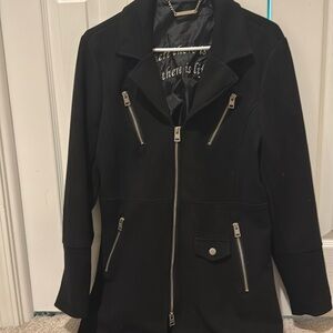 Paparazzi suede-like black zipper coat